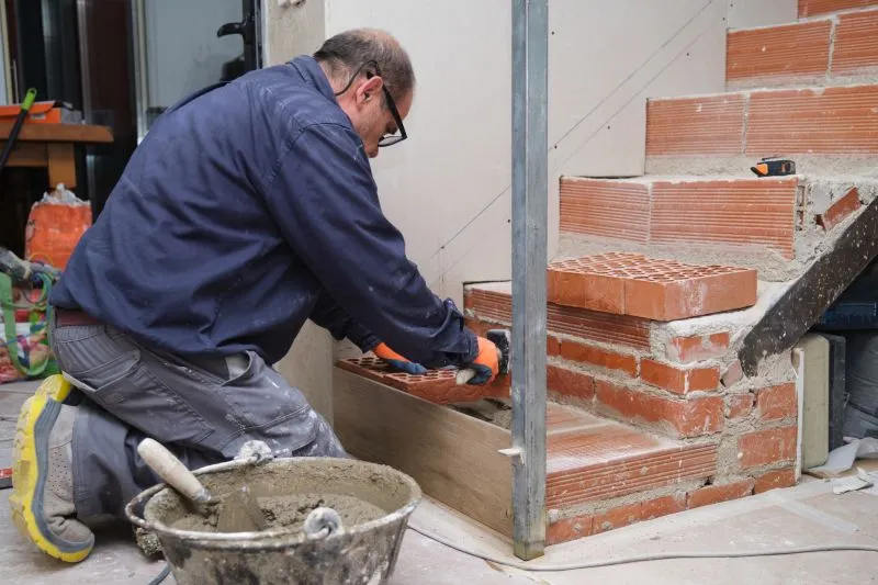 Completed masonry steps